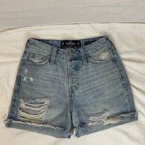 Hollister Women's Light Blue Distressed Jean Shorts
